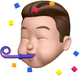 a memoji depecting myself blowing a party horn